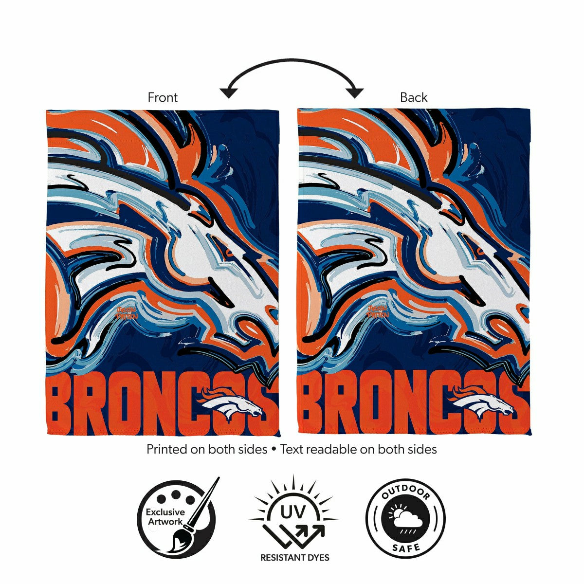 Denver Broncos Justin Patten Logo Suede Garden Flag