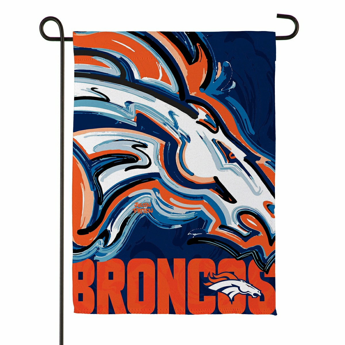 Denver Broncos Justin Patten Logo Suede Garden Flag