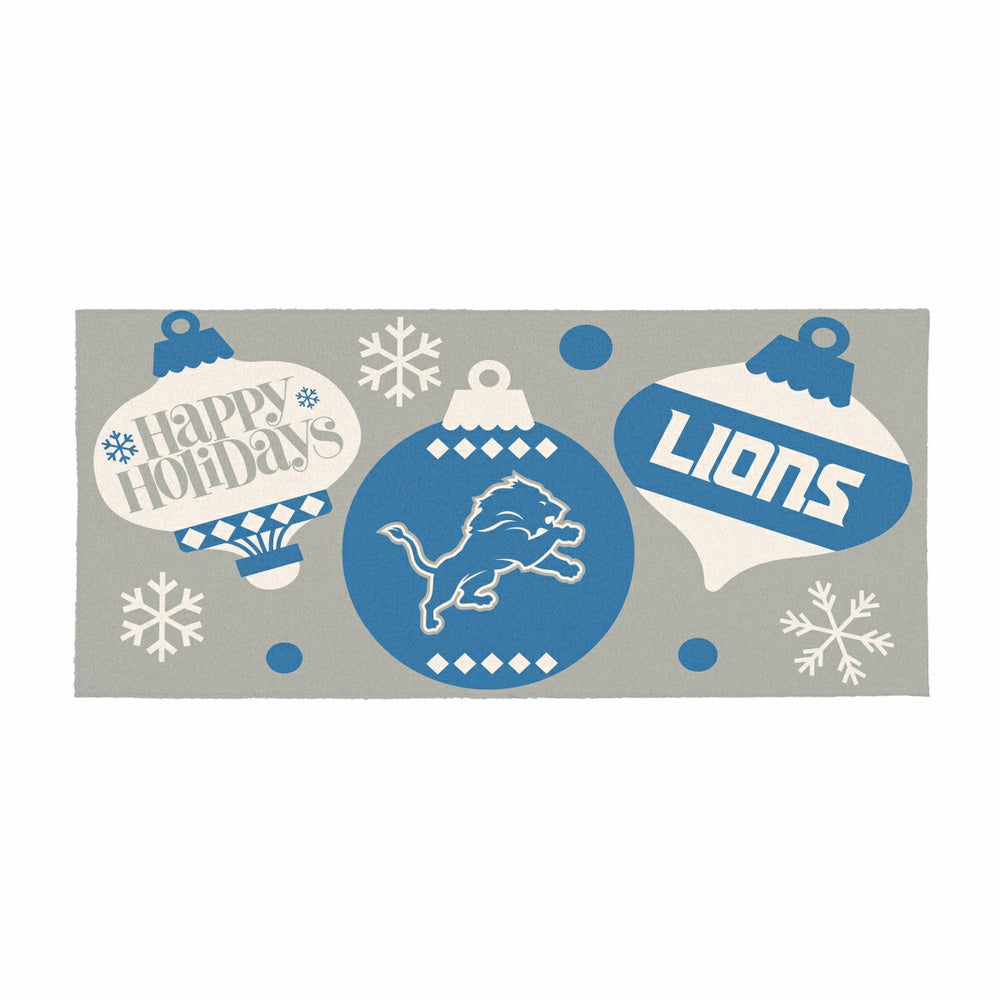 Detroit Lions Holiday Flocked Coir Sassafras Switch Mat, 22"x10"