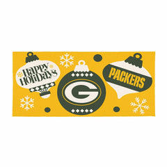 Green Bay Packers Holiday Flocked Coir Sassafras Switch Mat, 22"x10"