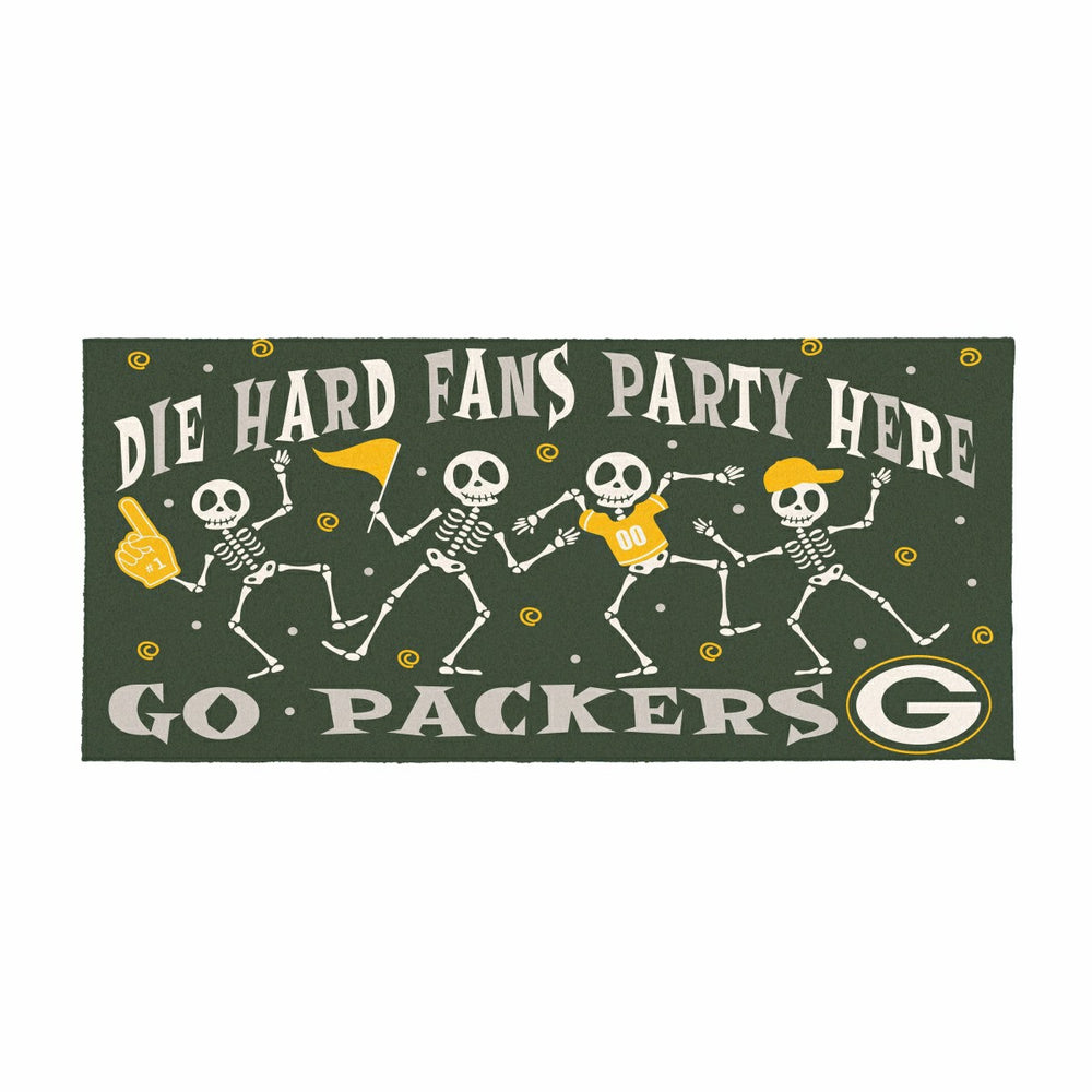Green Bay Packers Flocked Coir Halloween Sassafras Switch Mat, 22"x10"