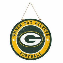 Green Bay Packers Round Door Décor with Hanging Rope, 18x18