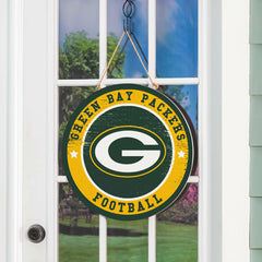 Green Bay Packers Round Door Décor with Hanging Rope, 18x18