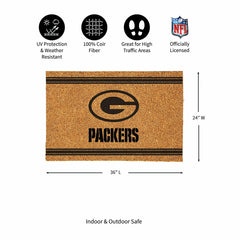 Green Bay Packers Large One Color Coir Mat, 36"x24"