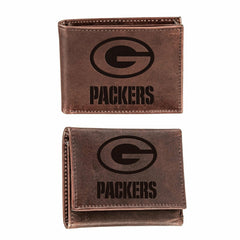 Green Bay Packers, Bi-Fold and Tri-Fold Wallet Gift Set, Brown