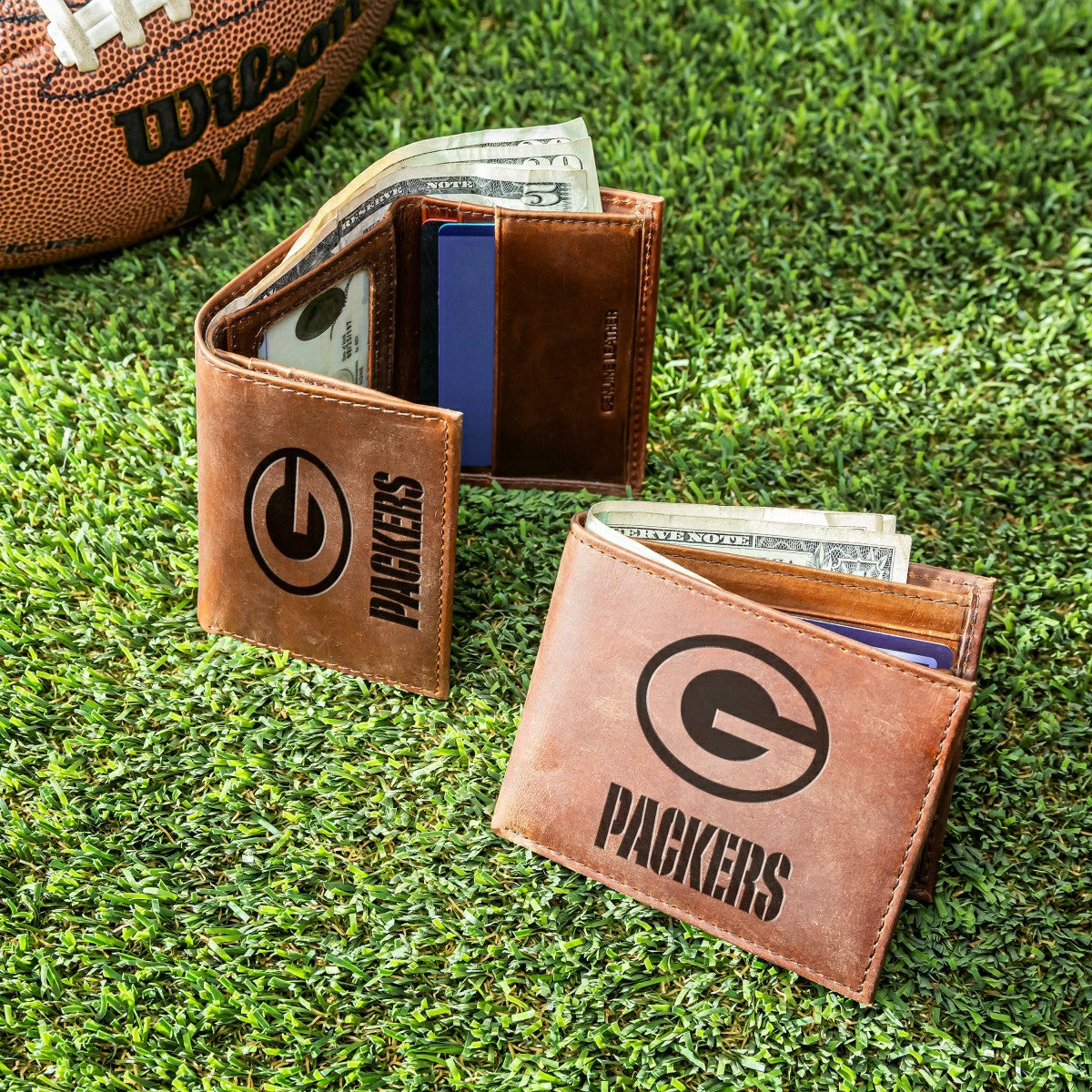 Green Bay Packers, Bi-Fold and Tri-Fold Wallet Gift Set, Brown