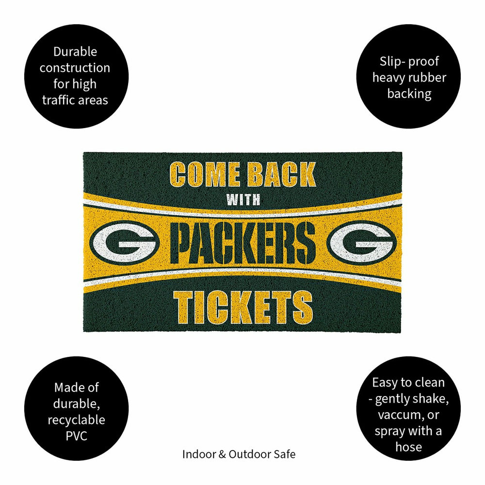 28" x 16" PVC Trapper Mat, Come Back with Tickets, Green Bay Packers