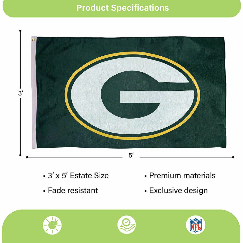 Green Bay Packers Single Sided Estate Flag with 2 Grommets, 3'x5'