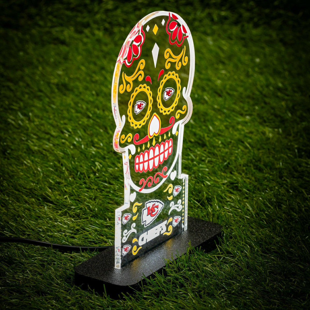 Kansas City Chiefs NFL Football Sugar Skull Desklite LED Decor