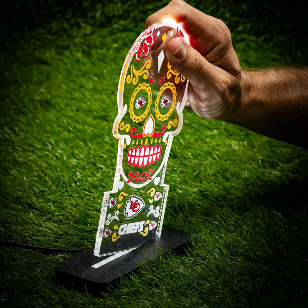 Kansas City Chiefs NFL Football Sugar Skull Desklite LED Decor
