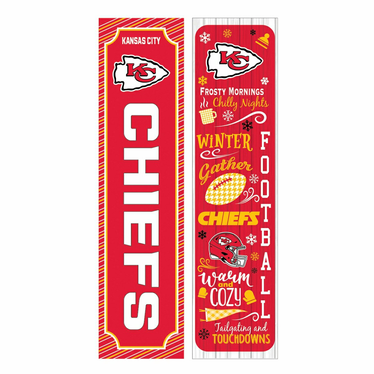 46" Double Sided Leaner, Kansas City Chiefs, Winter Seasonal