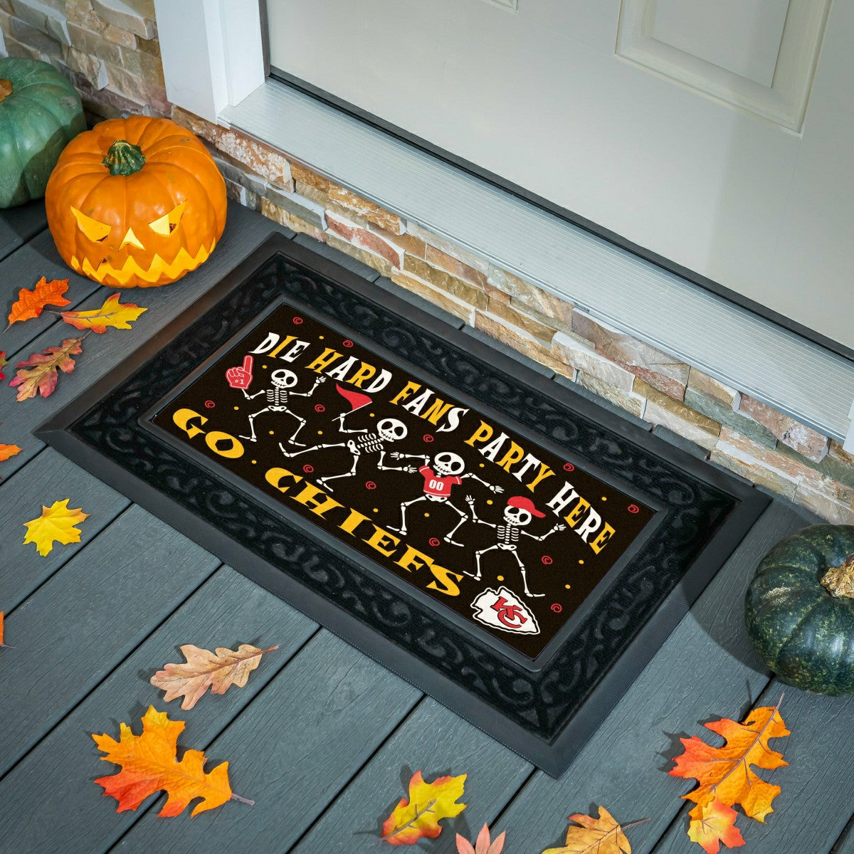 Kansas City Chiefs Flocked Coir Halloween Sassafras Switch Mat, 22"x10