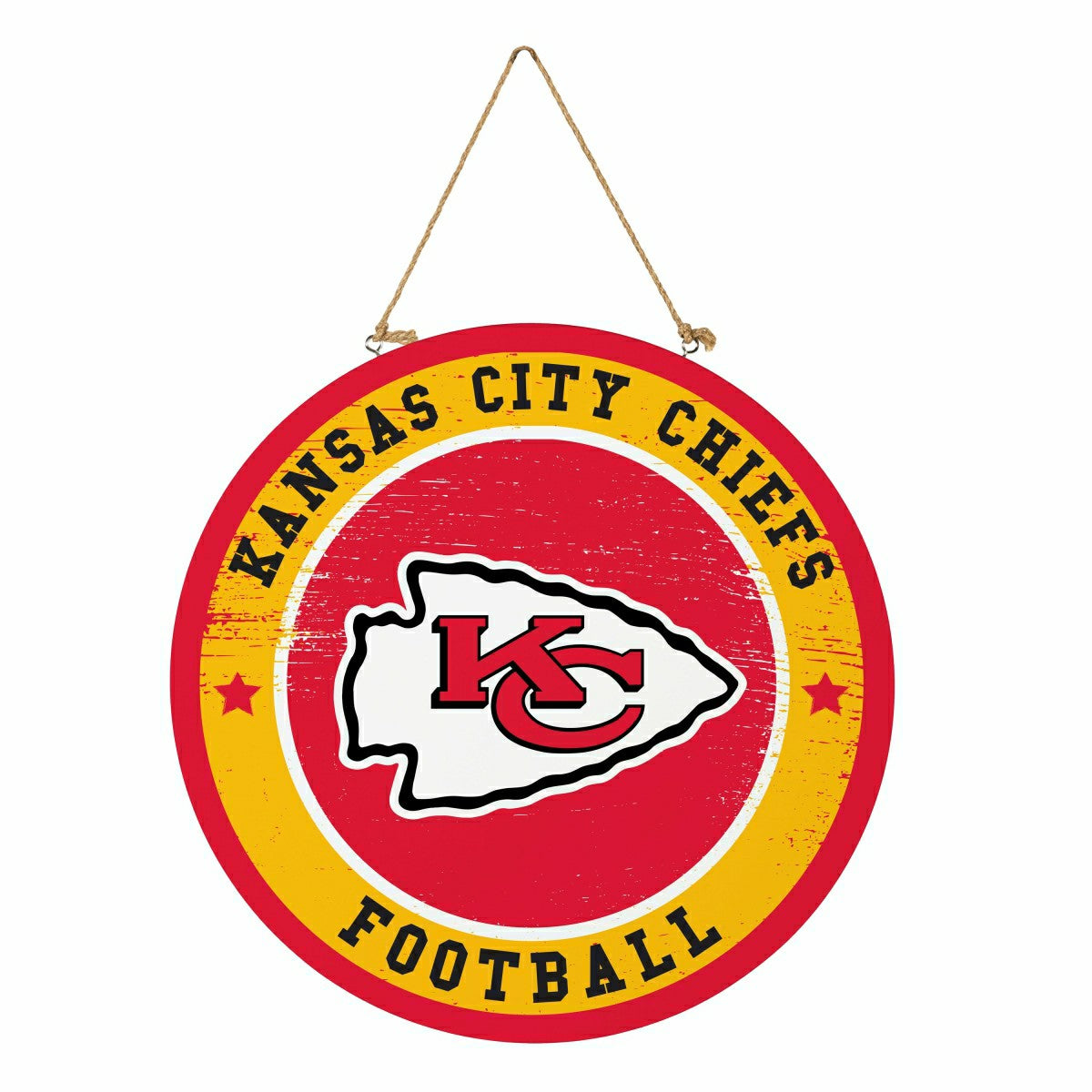 Kansas City Chiefs Round Door Décor with Hanging Rope, 18x18