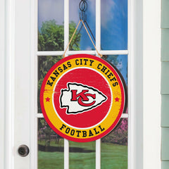 Kansas City Chiefs Round Door Décor with Hanging Rope, 18x18