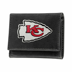 Kansas City Chiefs Black Tri-Fold Embroidered Wallet w/ RFID Blocking