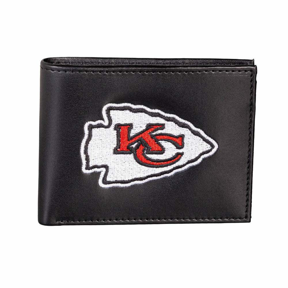 Kansas City Chiefs Black Bi-Fold Embroidered Wallet w/ RFID Blocking