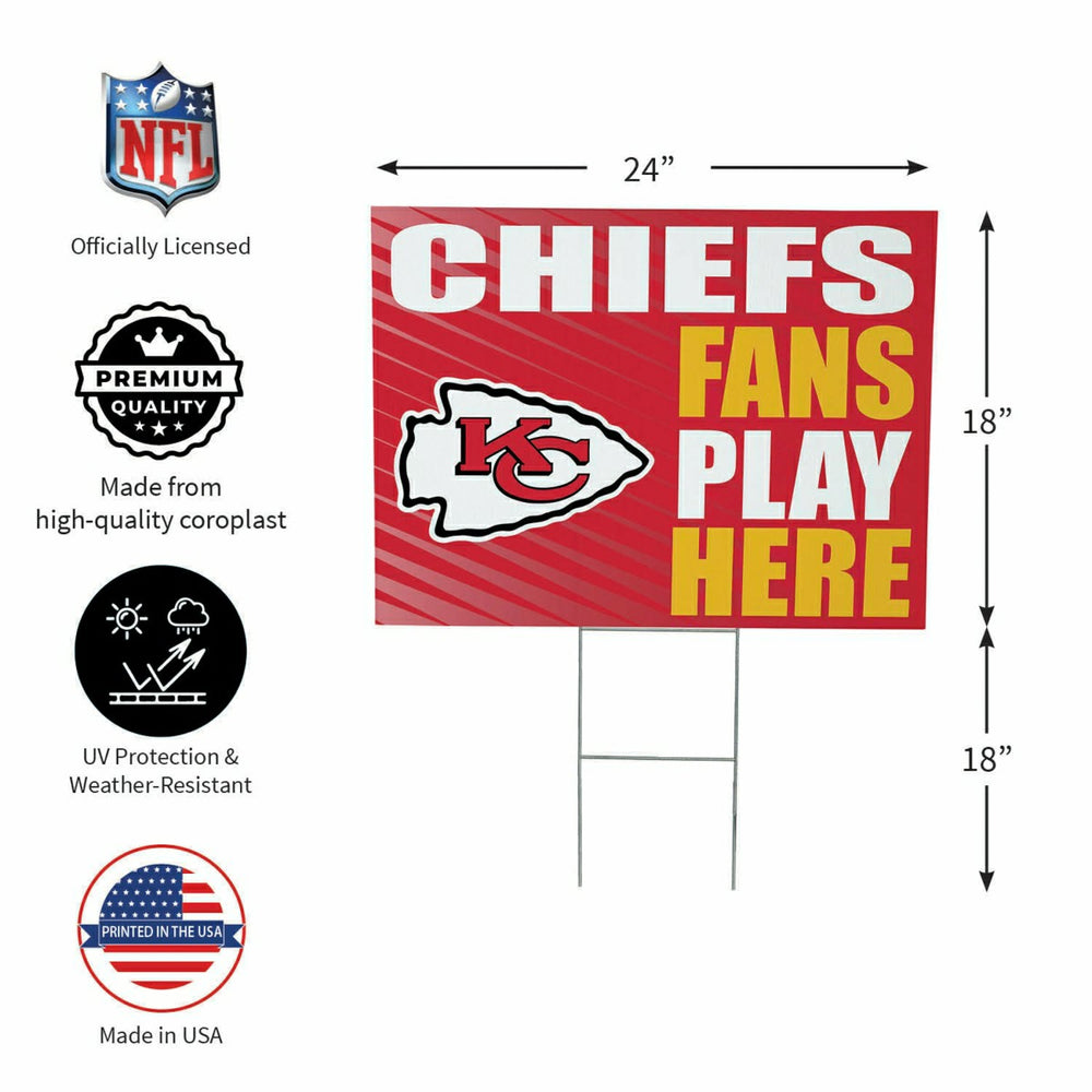 Kansas City Chiefs Coroplast Yard Sign "Fans Play Here"