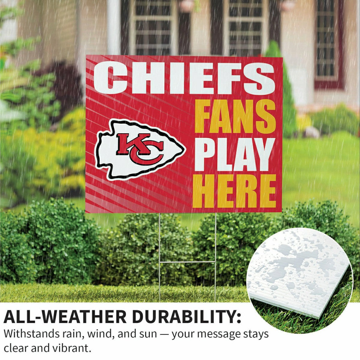 Kansas City Chiefs Coroplast Yard Sign "Fans Play Here"