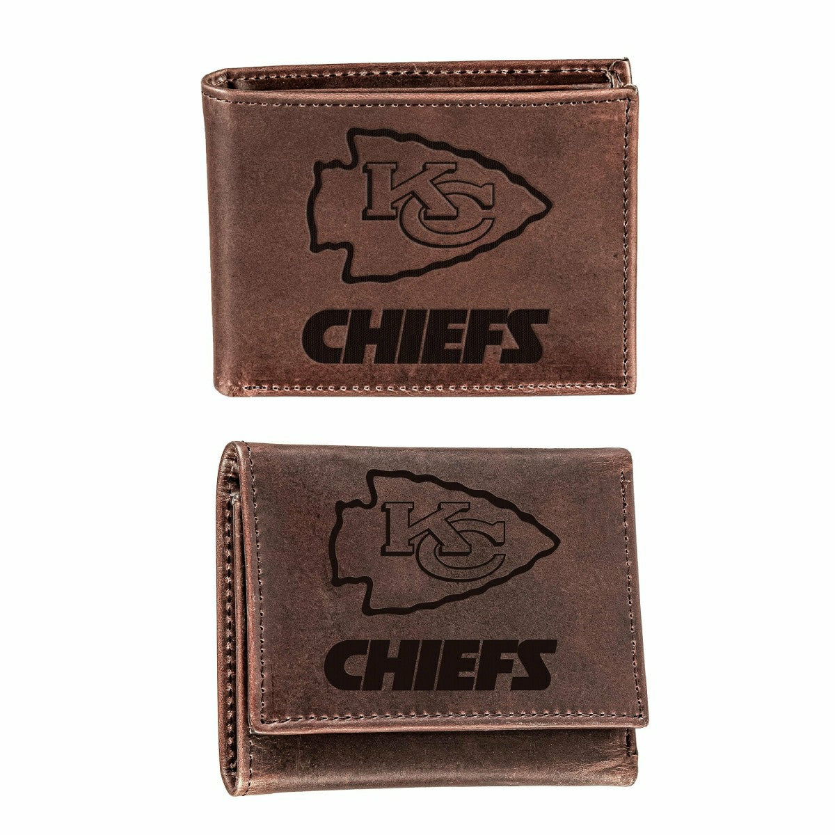 Kansas City Chiefs, Bi-Fold and Tri-Fold Wallet Gift Set, Brown