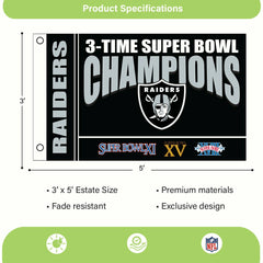 Las Vegas Raiders Multi-Win Superbowl Champions Football 3x5 Flag