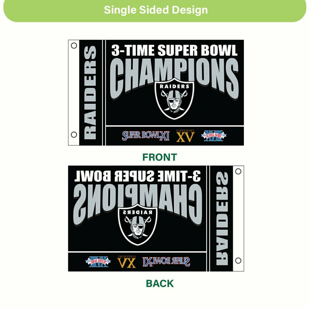 Las Vegas Raiders Multi-Win Superbowl Champions Football 3x5 Flag