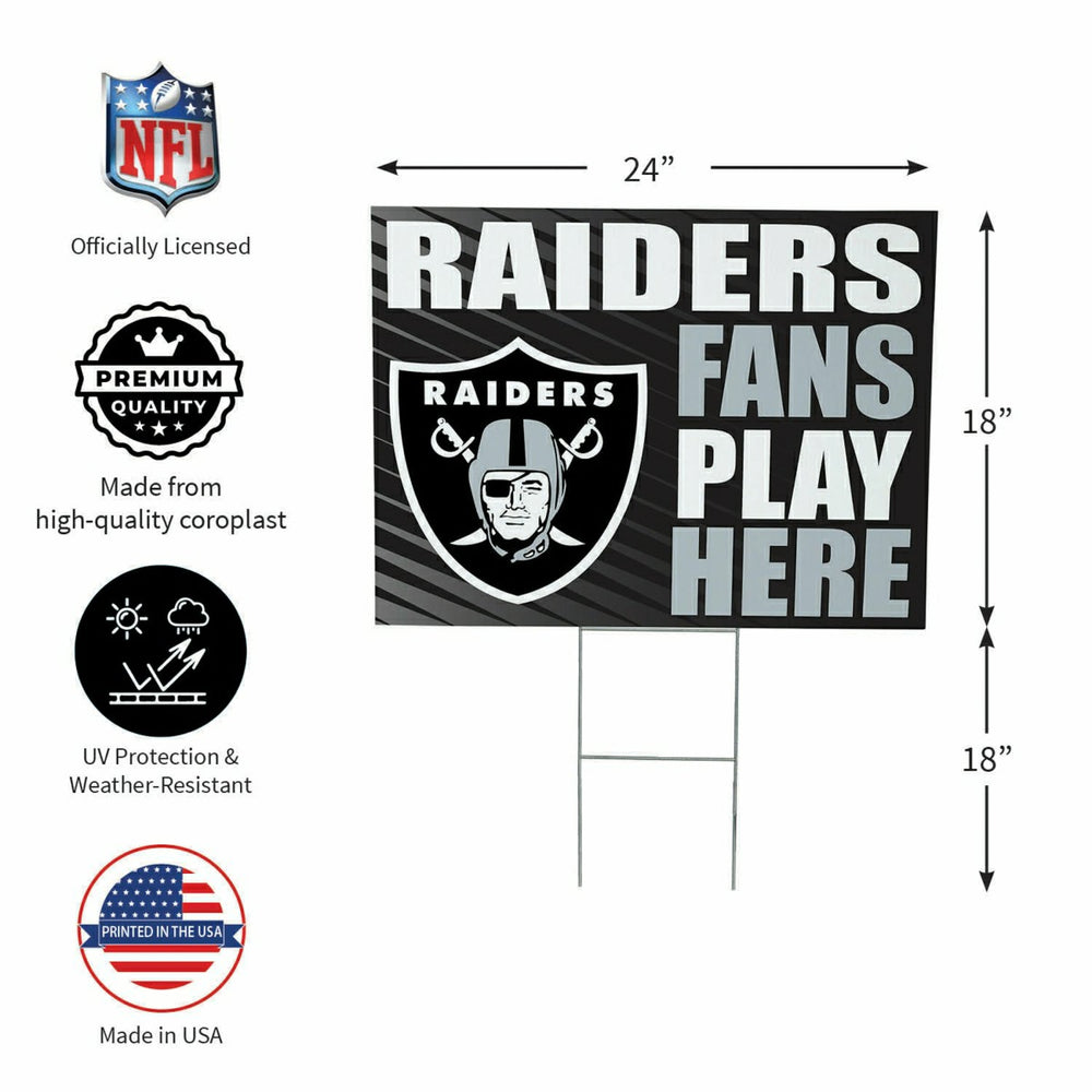 Las Vegas Raiders Coroplast Yard Sign "Fans Play Here"