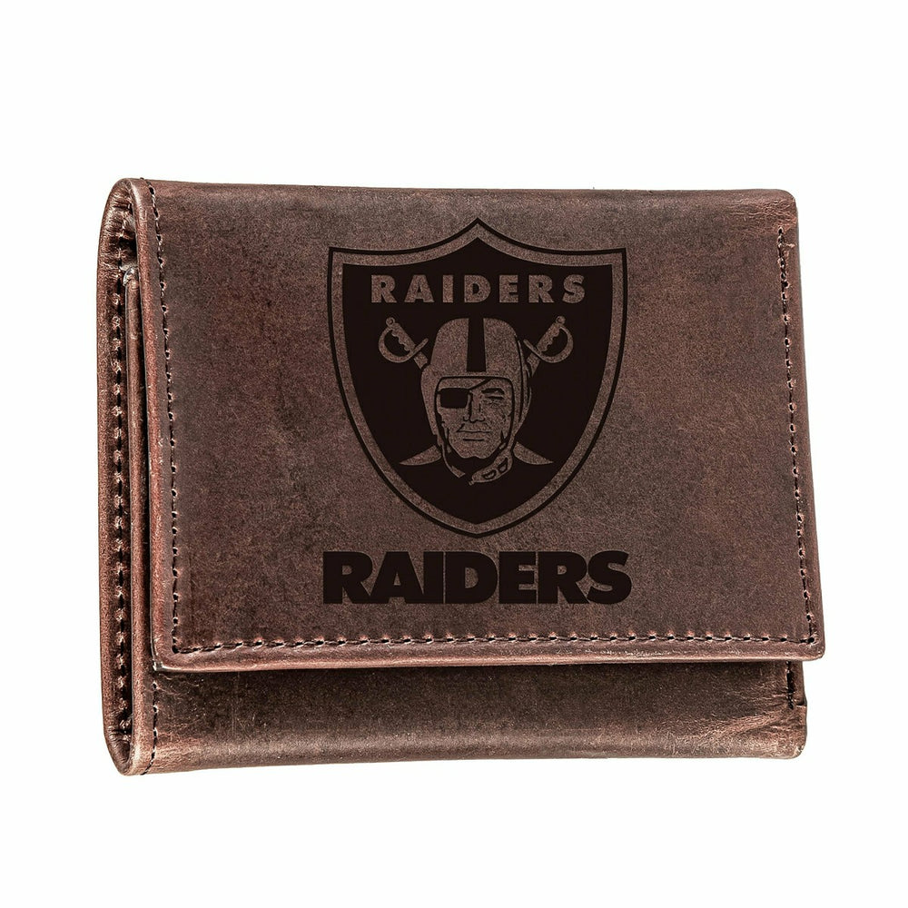Las Vegas Raiders, Tri-Fold Wallet, Brown, CH, 100% Genuine Leather