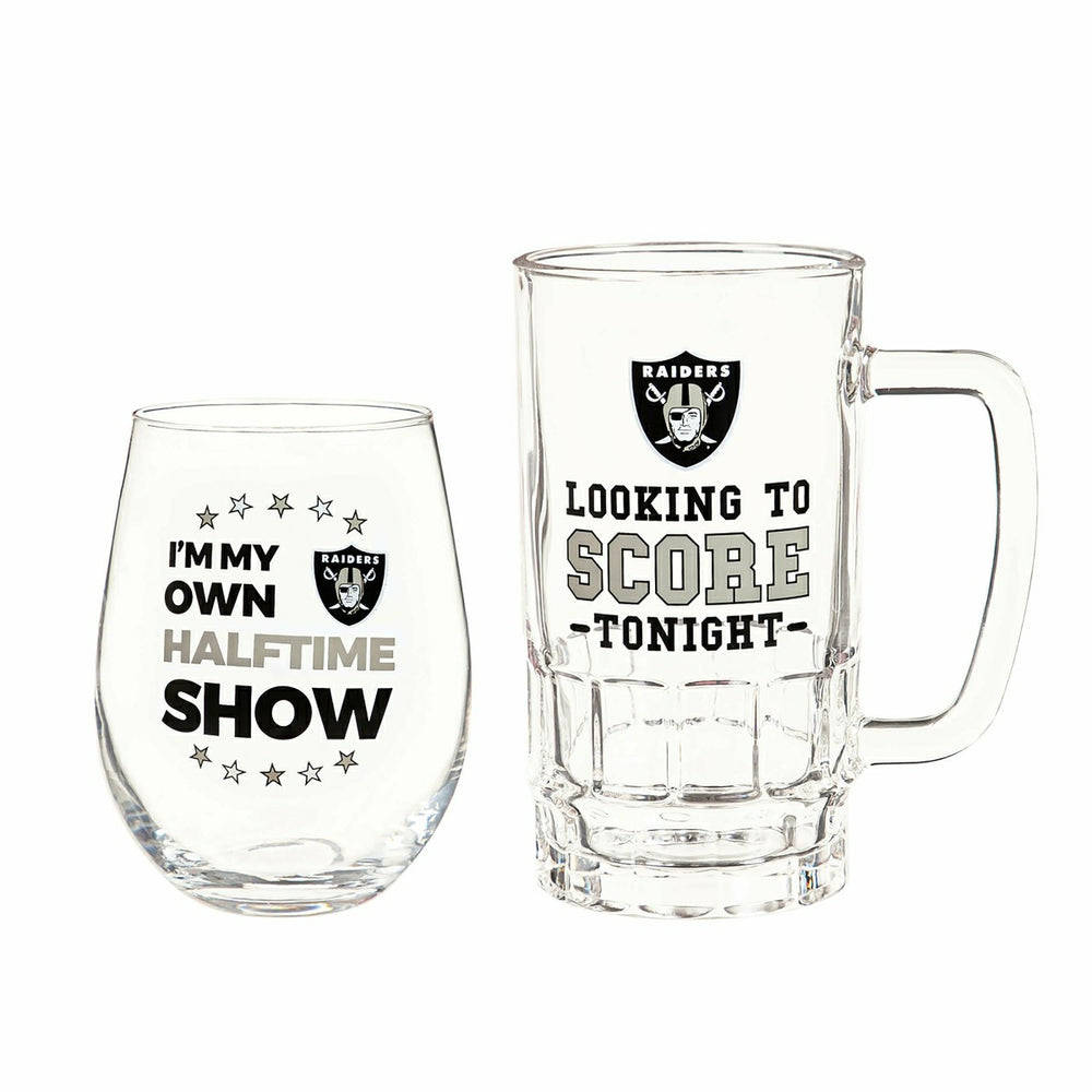 Las Vegas Raiders, Stemless 17OZ Wine & Beer 16 OZ Gift Set
