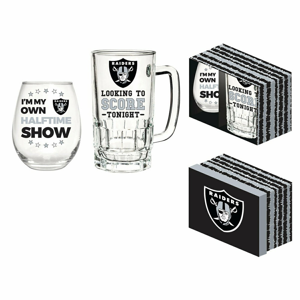 Las Vegas Raiders, Stemless 17OZ Wine & Beer 16 OZ Gift Set