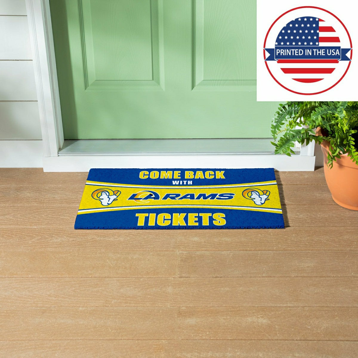 28" x 16" PVC Trapper Mat, Come Back with Tickets, Los Angeles Rams