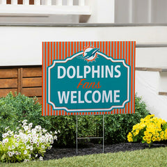 Miami Dolphins Coroplast Yard Sign, "Fans Welcome"
