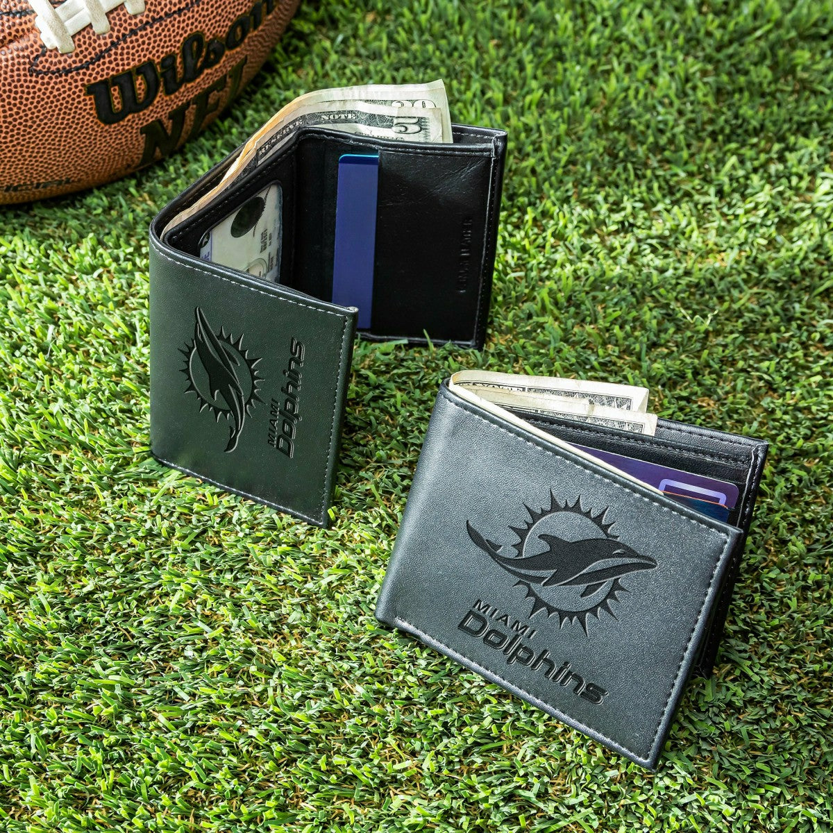 Miami Dolphins, Bi-Fold and Tri-Fold Wallet Gift Set, Black