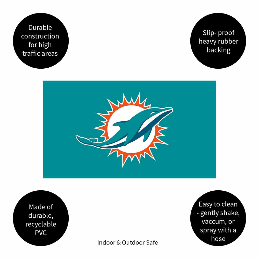 Full Color PVC Mat, 16" x 28", Miami Dolphins