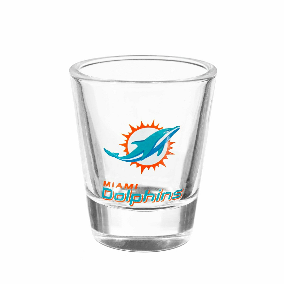 Miami Dolphins 4-Piece Ceramic and Glass 2oz. Shot Glass Set