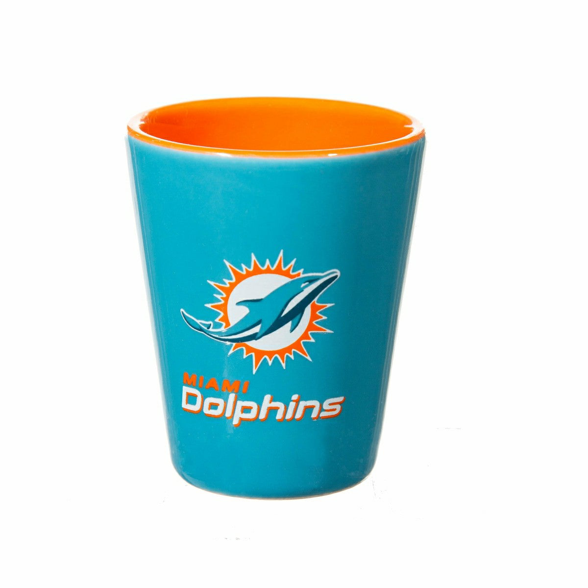 Miami Dolphins 4-Piece Ceramic and Glass 2oz. Shot Glass Set