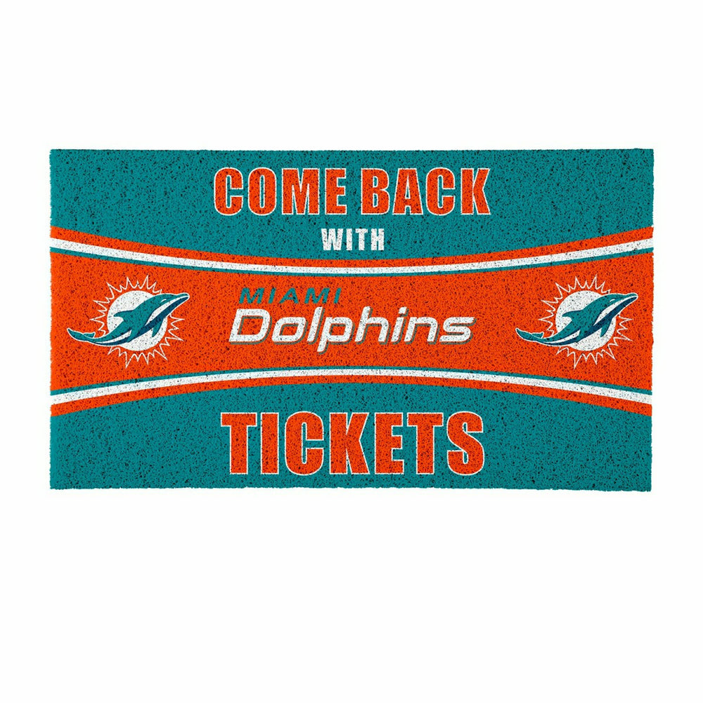 28" x 16" PVC Trapper Mat, Come Back with Tickets, Miami Dolphins