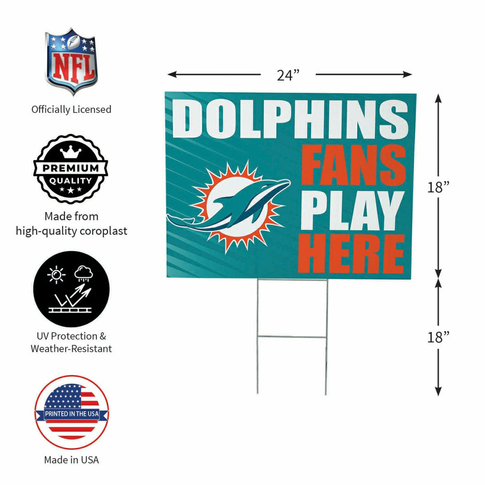 Miami Dolphins Coroplast Yard Sign "Fans Play Here"