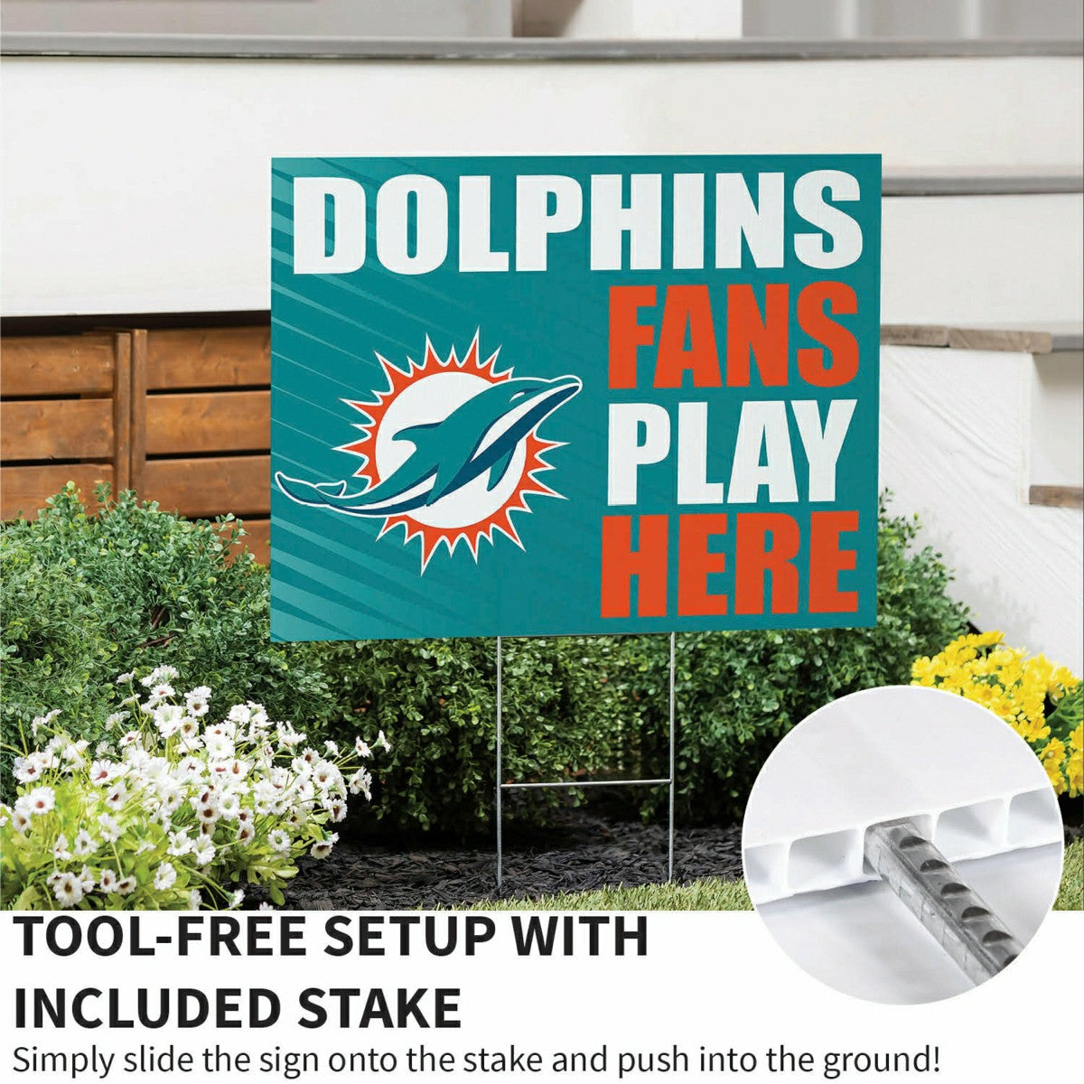 Miami Dolphins Coroplast Yard Sign "Fans Play Here"