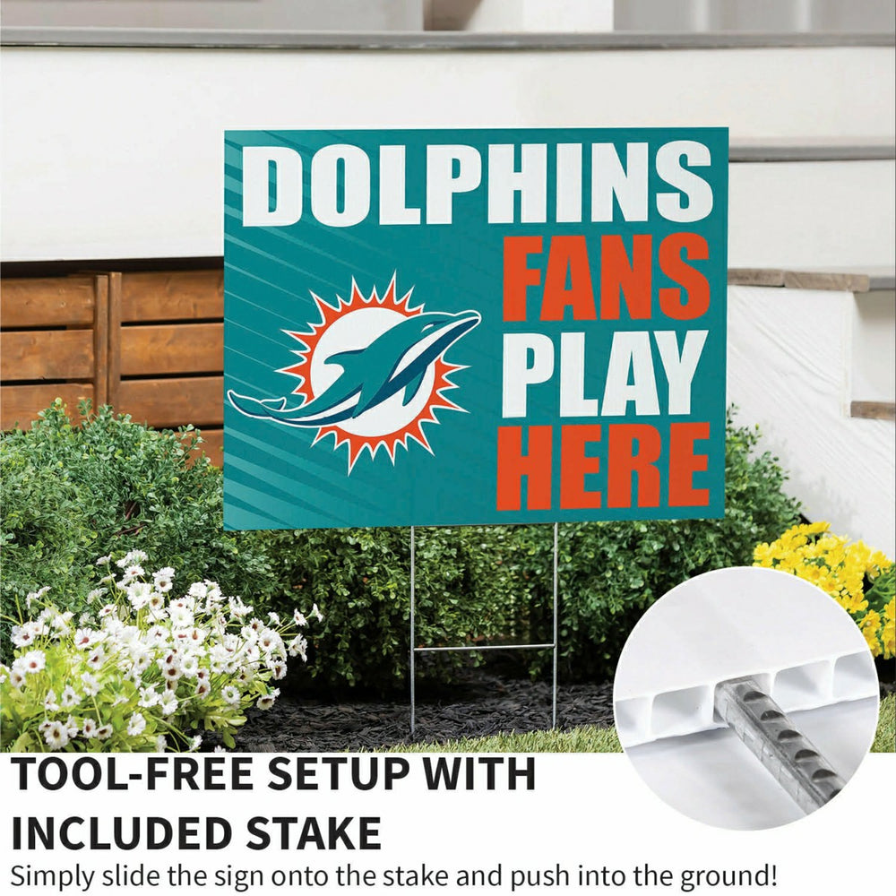 Miami Dolphins Coroplast Yard Sign "Fans Play Here"