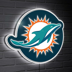 Miami Dolphins LED Wall Decor, Glazelite, Logo