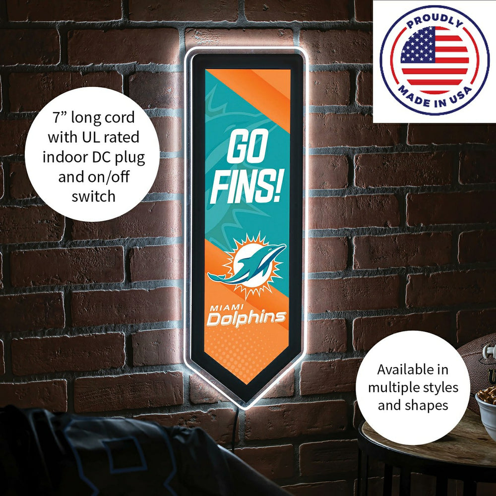 LED Wall Decor, Pennant, Miami Dolphins