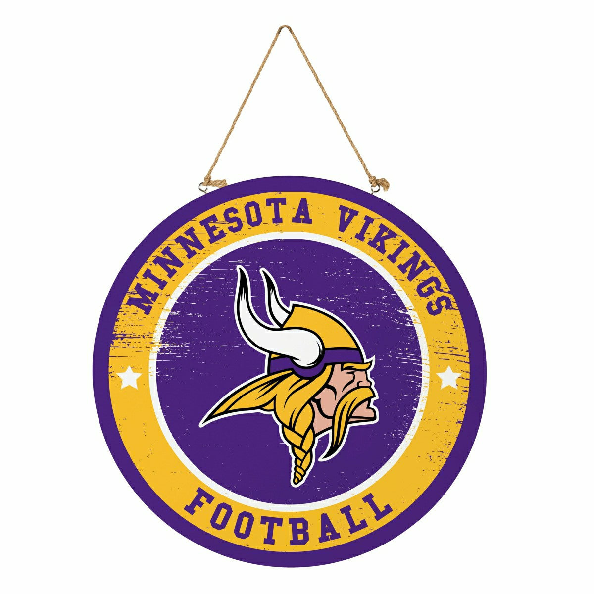 Minnesota Vikings Round Door Décor with Hanging Rope, 18x18