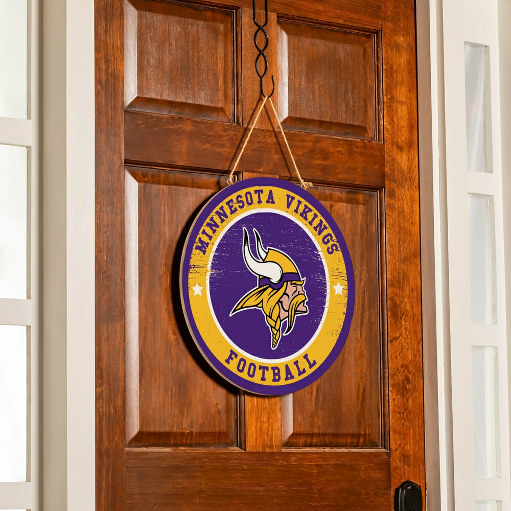 Minnesota Vikings Round Door Décor with Hanging Rope, 18x18