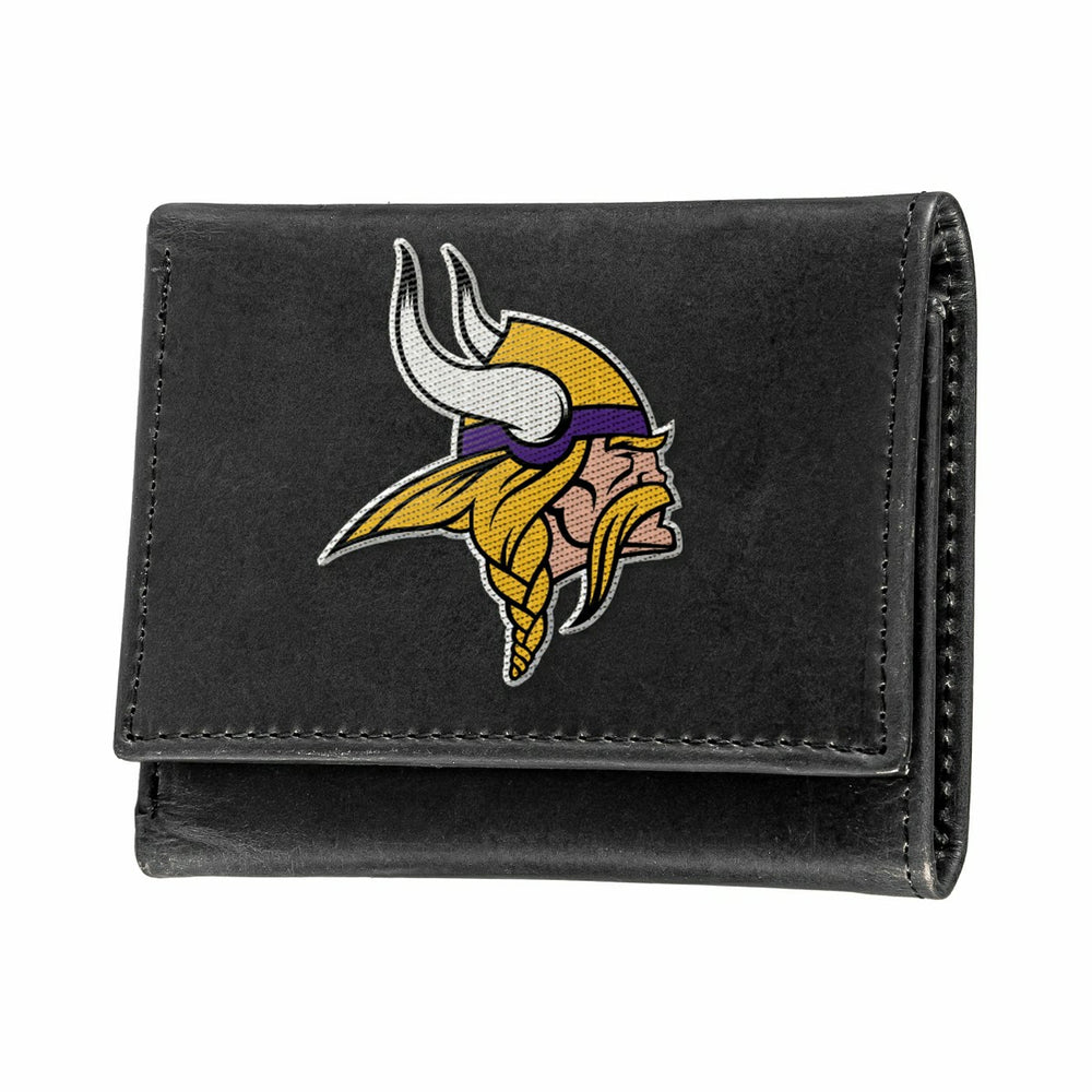 Minnesota Vikings Black Tri-Fold Embroidered Wallet w/ RFID Blocking