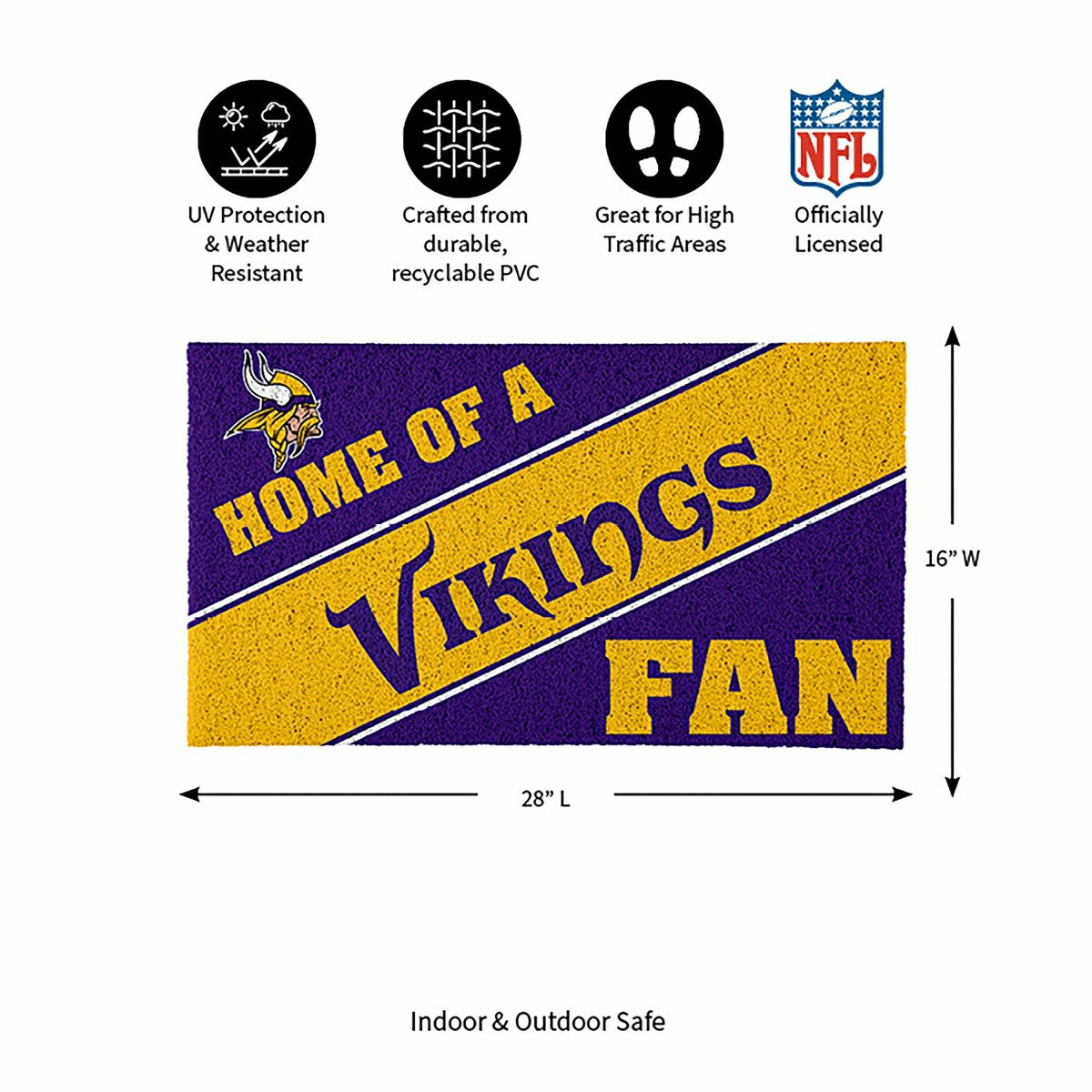 Minnesota Vikings, PVC Mat COLOR, Home of a Fan