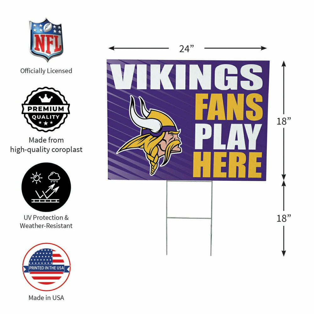 Minnesota Vikings Coroplast Yard Sign "Fans Play Here"