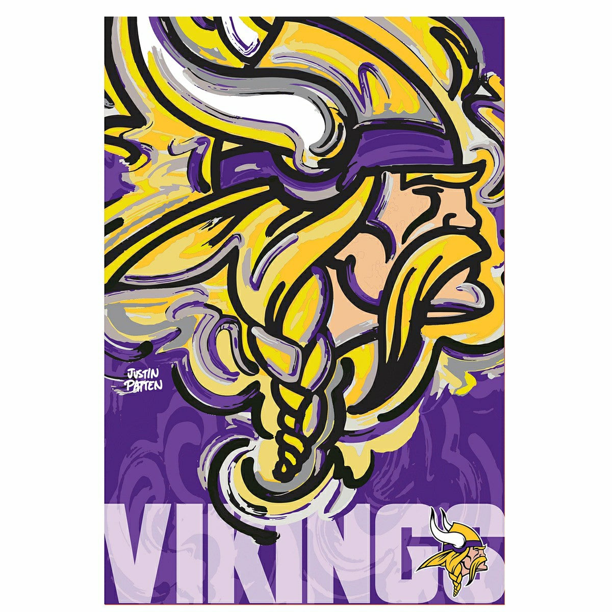 Minnesota Vikings Justin Patten Logo Suede Garden Flag