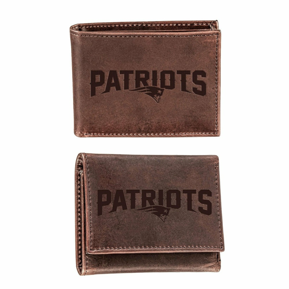 New England Patriots, Bi-Fold and Tri-Fold Wallet Gift Set, Brown