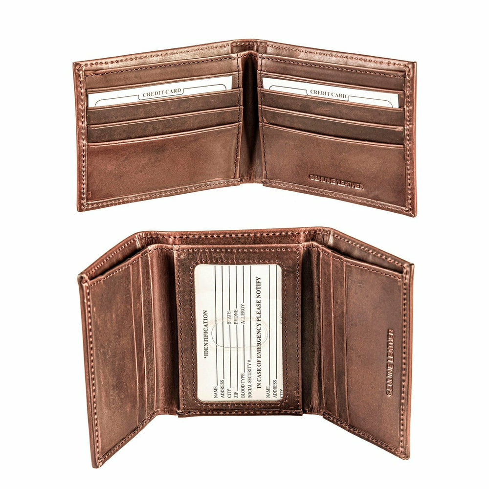 New England Patriots, Bi-Fold and Tri-Fold Wallet Gift Set, Brown