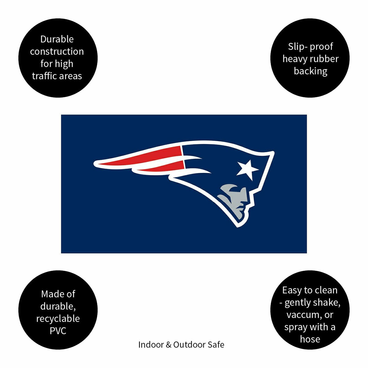 Full Color PVC Mat, 16" x 28", New England Patriots